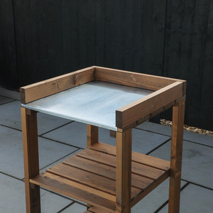 Outdoor Wooden Kitchen Side Table Shelves Pressure Treated - Brown by Waltons