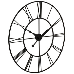 Clock Vintage Metal Wall Timepiece with Cut-Out Design - Dark Grey by Kidkid