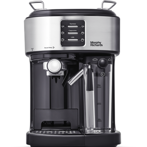 Morphy Richards Traditional Pump Espresso - with integrated milk frother - Silver by Morphy Richards