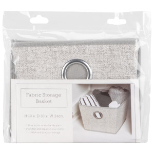 Grey Foldable Fabric Storage Basket - 19cm