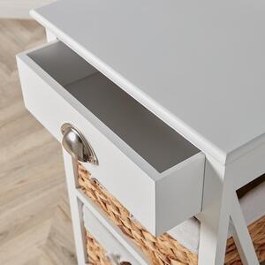 Home Source Dartmouth 3 Wicker Basket Drawer Chest Storage Unit - White by Home Source