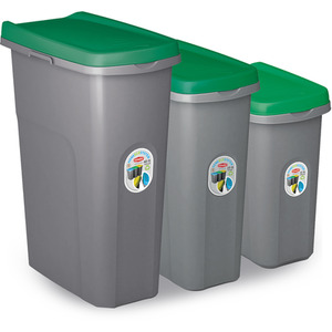 Slim Lift Top Kitchen Recycling Waste Bin - Green / 40l by Home Centre