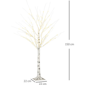 HOMCOM Artificial Birch Tree with LED Lights for Indoor Covered Outdoor - White / 5ft by HOMCOM