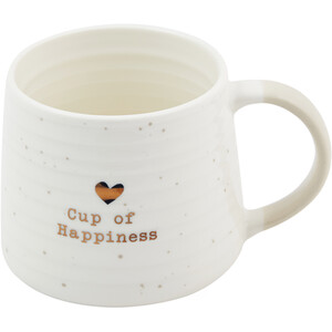 Gold Heart Ribbed Mug - White