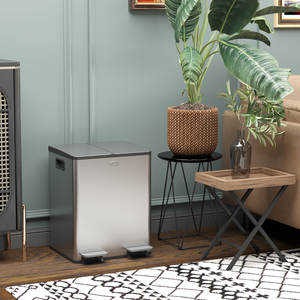 HOMCOM 20L Dual Kitchen Bin with Removable Inner Buckets by HOMCOM