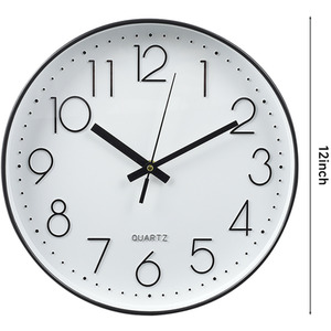 12-Inch Modern Wall Clock with Arabic Numerals - White by Livingandhome