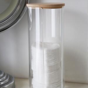 Reusable Plastic Tall Cotton Pad Holders with Bamboo Lid - Pack of 2 - Clear by Harbour Housewares