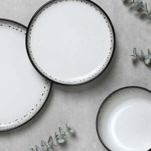 Black Kyanite Dinner Plate - Black and White