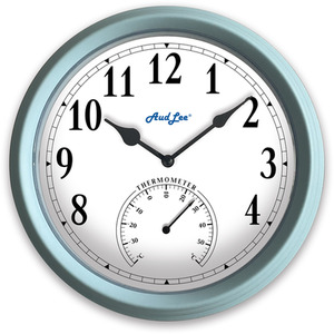 Pololio Wall Clock with Thermometer - Pastel Blue by Audlee
