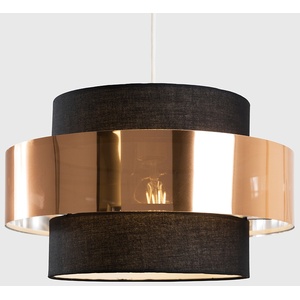 Modern Black And Copper Cylinder Ceiling Pendant Light Shade - Black by ValueLights