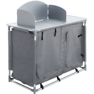 Folding Portable Camping Table Kitchen Cookware Storage Cupboard - Grey by Livingandhome