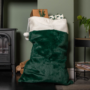Green Christmas Sack with White Cuff and Pom Poms - Green by Samuel Alexander