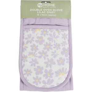 Lilac Daisy Double Oven Glove - White and Lilac