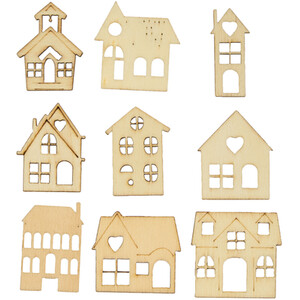45 Piece Wooden House Shapes