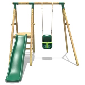 Wooden Swing Set with Slide by Rebo
