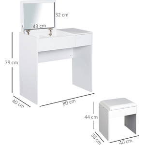 HOMCOM Dressing Table Set With Mirror - White by HOMCOM