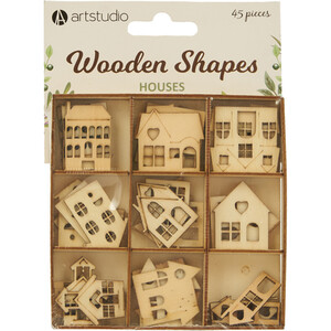 45 Piece Wooden House Shapes