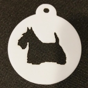 Dog Themed Coffee Stencil - White / Scottish Terrier by Pet Mirrors