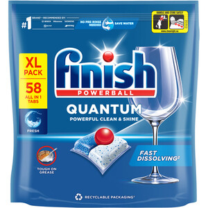 Pack of 58 Finish Quantum Regular Dishwasher Tablets - White and Blue by Finish