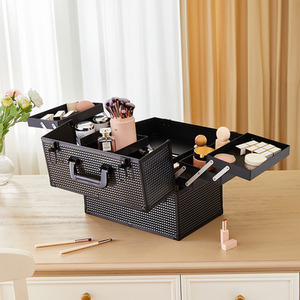 Aluminum Alloy Dual-Opening Cosmetic Organiser - Black / 37cm by komore