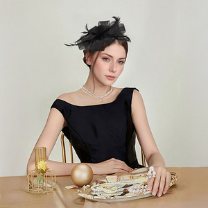 Bow and Feather Headband Hair Accessory - Black by komore