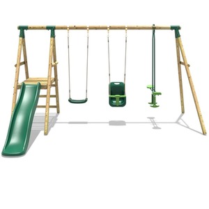 Wooden Swing Set with Slide by Rebo