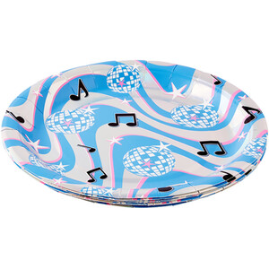 Pack of 8 Disco Party Plates - Blue