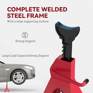 HOMCOM Axle Stands Set with Adjustable Height - Red / 27 x 24 x 38.5-60 cm by HOMCOM