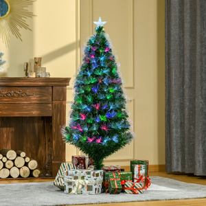 HOMCOM 5FT Multicoloured Artificial Christmas Tree - Green by HOMCOM