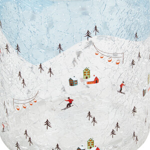 Ski Scene Crackle Candle Holder