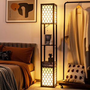 Floor Lamp with Shelves - Black by Costway
