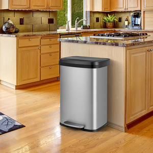 50L Step Trash Can Garbage Bin - Silver by Costway