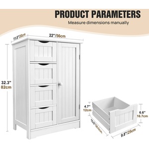 Bathroom Floor Cabinet With 4 Drawers - Whtie by Wyld and Coco