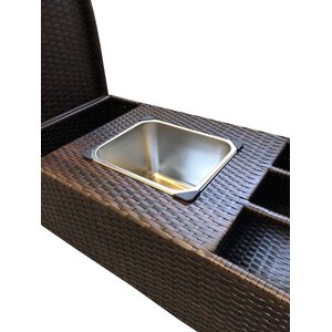 Rattan Serving Trolley Cart Bar Cart on Wheels with Removable Ice Bucket - Brown by Furniture One