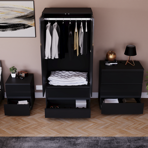 Vida Designs Glinton 3 Piece FSC Certified Bedroom Set - Black by Vida Designs