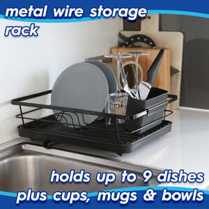 Metal Dish Drainer Rack with Drip Tray - Black by Harbour Housewares