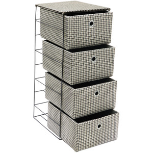 JVL Silva 4 Drawer Wide Fabric Storage Tower, Grey - Grey by JVL