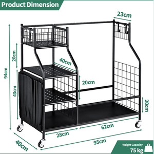 Golf Bag Storage Rack - Black by Costway
