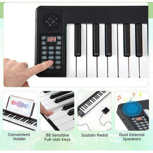Foldable 88-Key Digital Piano - Black by Costway