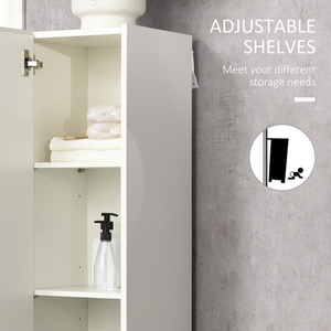 kleankin Tall Bathroom Cabinet with Adjustable Shelves - White by kleankin
