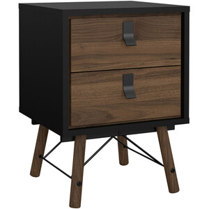 Ry 3 Piece Bedroom Set - Matt Black and Walnut