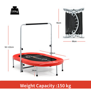 Foldable Jumping Fitness Double Trampoline - Red by Costway
