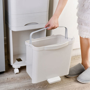 Dry Wet Waste Recycling Pedal Classified Bin Kitchen Storage Trolley Cart - White / 38l by Livingandhome