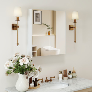 Bathroom Wall Cabinet Medicine Cabinet - White by Costway