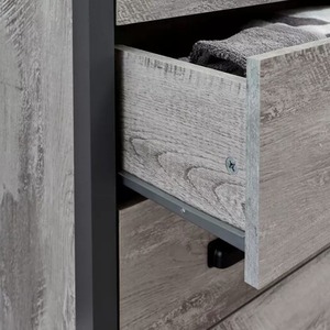 Oak 3 Piece Set 2 Door Wardrobe 4 Drawer Cabinet Bedside Table - Grey by Wyld and Coco