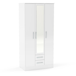 Wooden 4 Piece Furniture Set Wardrobe Chest of Drawers Bedsides Lynx - White by Birlea