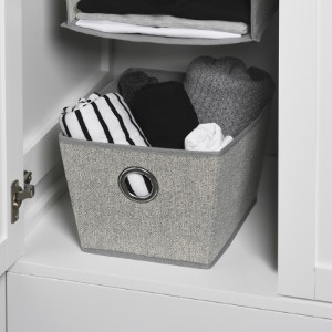 Grey Foldable Fabric Storage Basket - 19cm