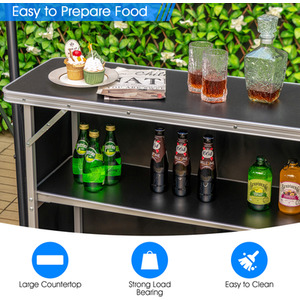 Folding Camping Table Portable Picnic Table - Black by Costway