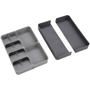 Cutlery Organiser Utensil Storage Adjustable Inserted Drawer Tray - Grey by Livingandhome