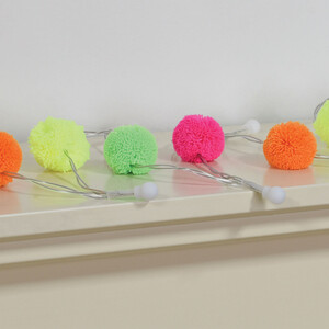 20 LED Neon Pom Pom String Light - Multicolour